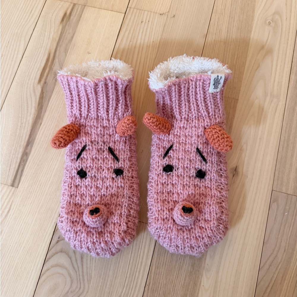 Nirvanna Designs Kids Cozy Pink Animal Knit Slippers